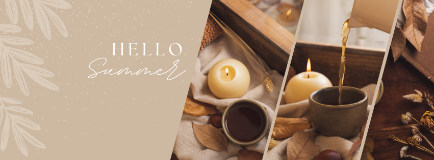 Beige Aesthetic Photo Collage Fall Facebook Cover